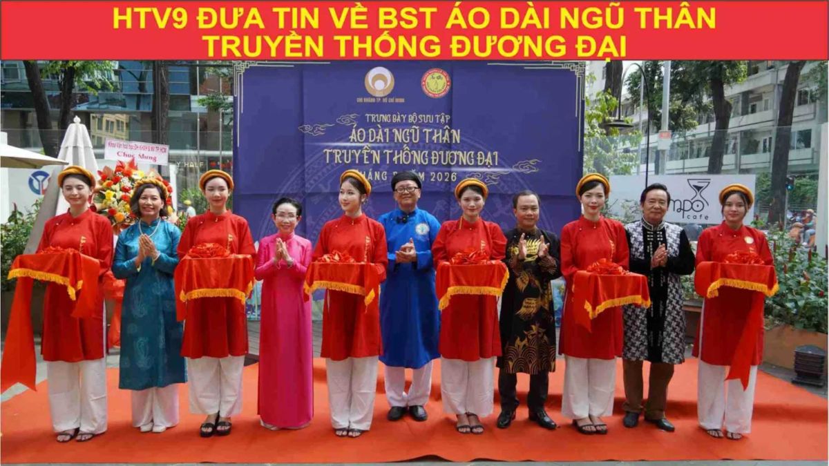 HTV9 ĐƯA TIN VỀ BST &Aacute;O D&Agrave;I NGŨ TH&Acirc;N TRUYỀN THỐNG ĐƯƠNG ĐẠI DIỄN RA 125 PASTEUR, P. XU&Acirc;N H&Ograve;A, TP.HCM